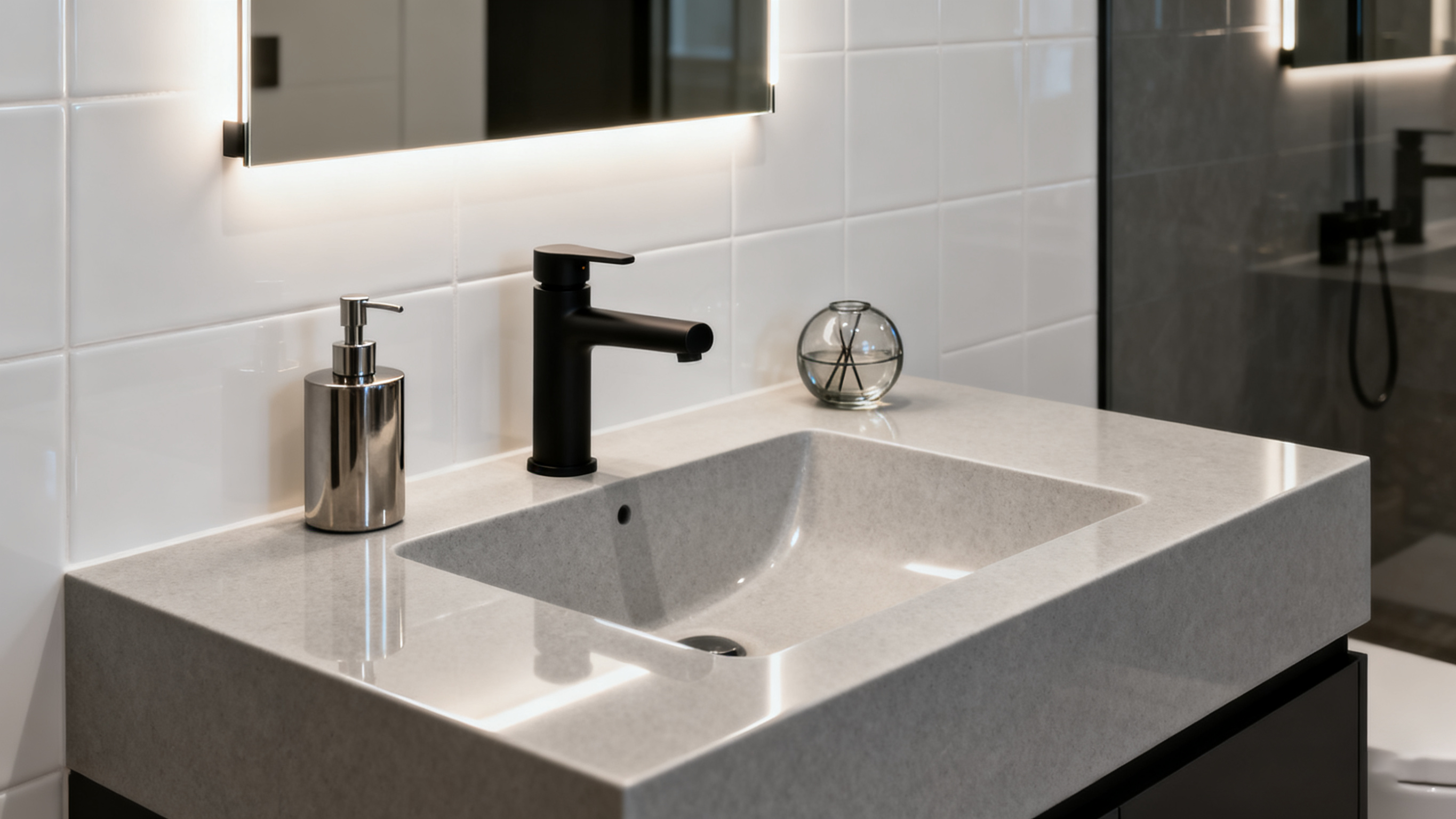 solid surface integral single sink bathroom vanity top