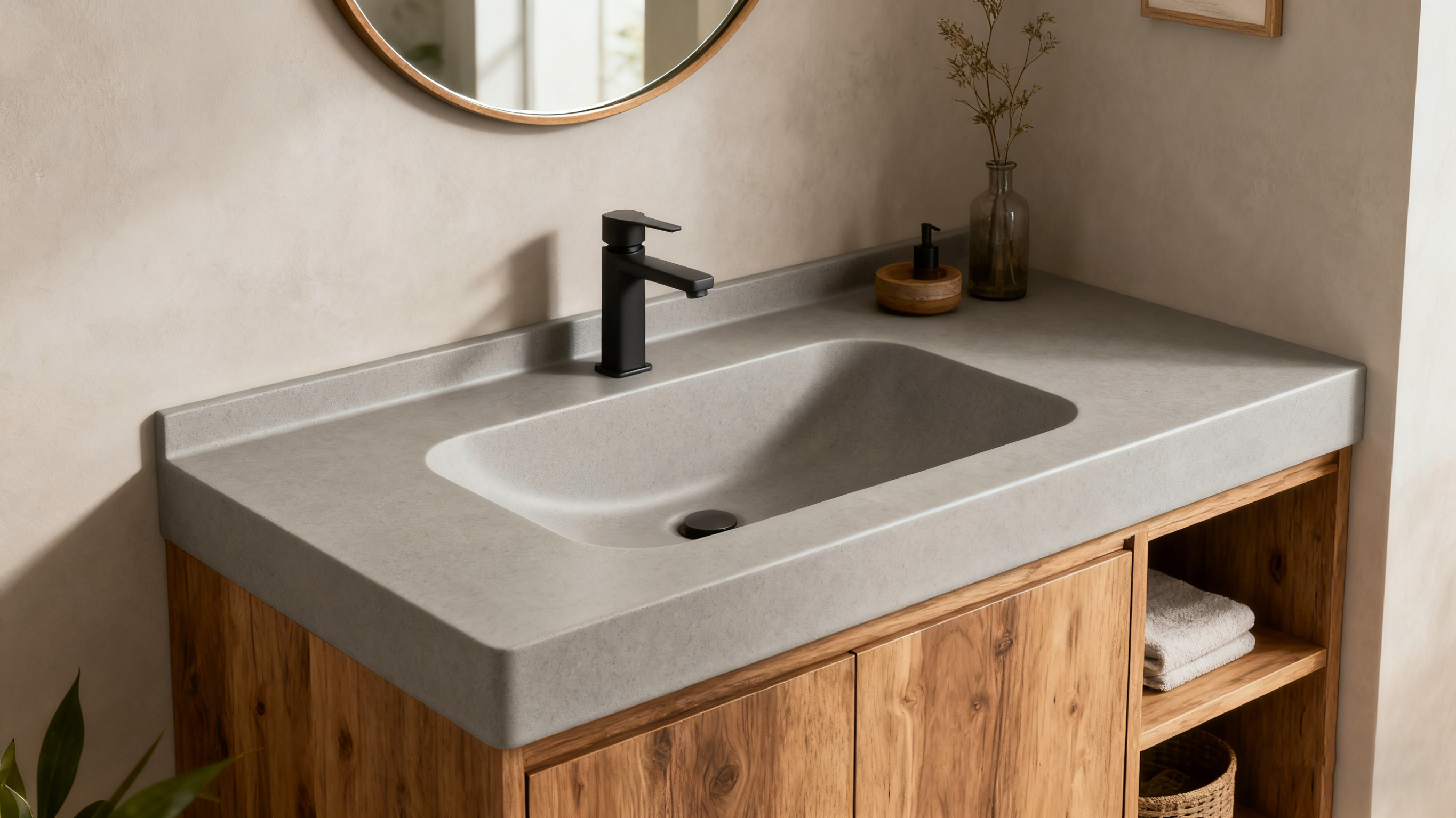 Solid Surface Integrated Bathroom Sink