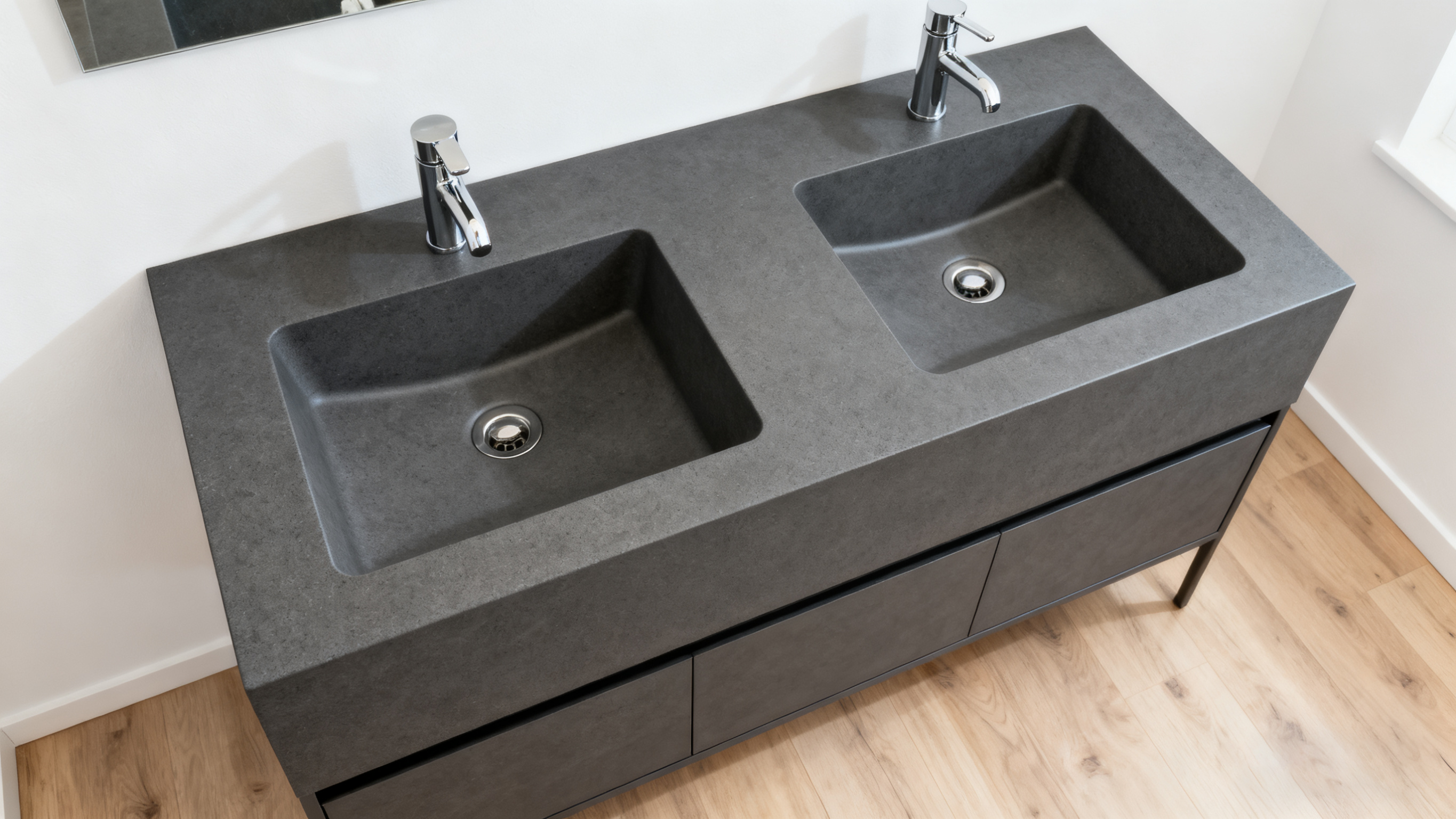 solid surface bathroom countertops with integral sinks
