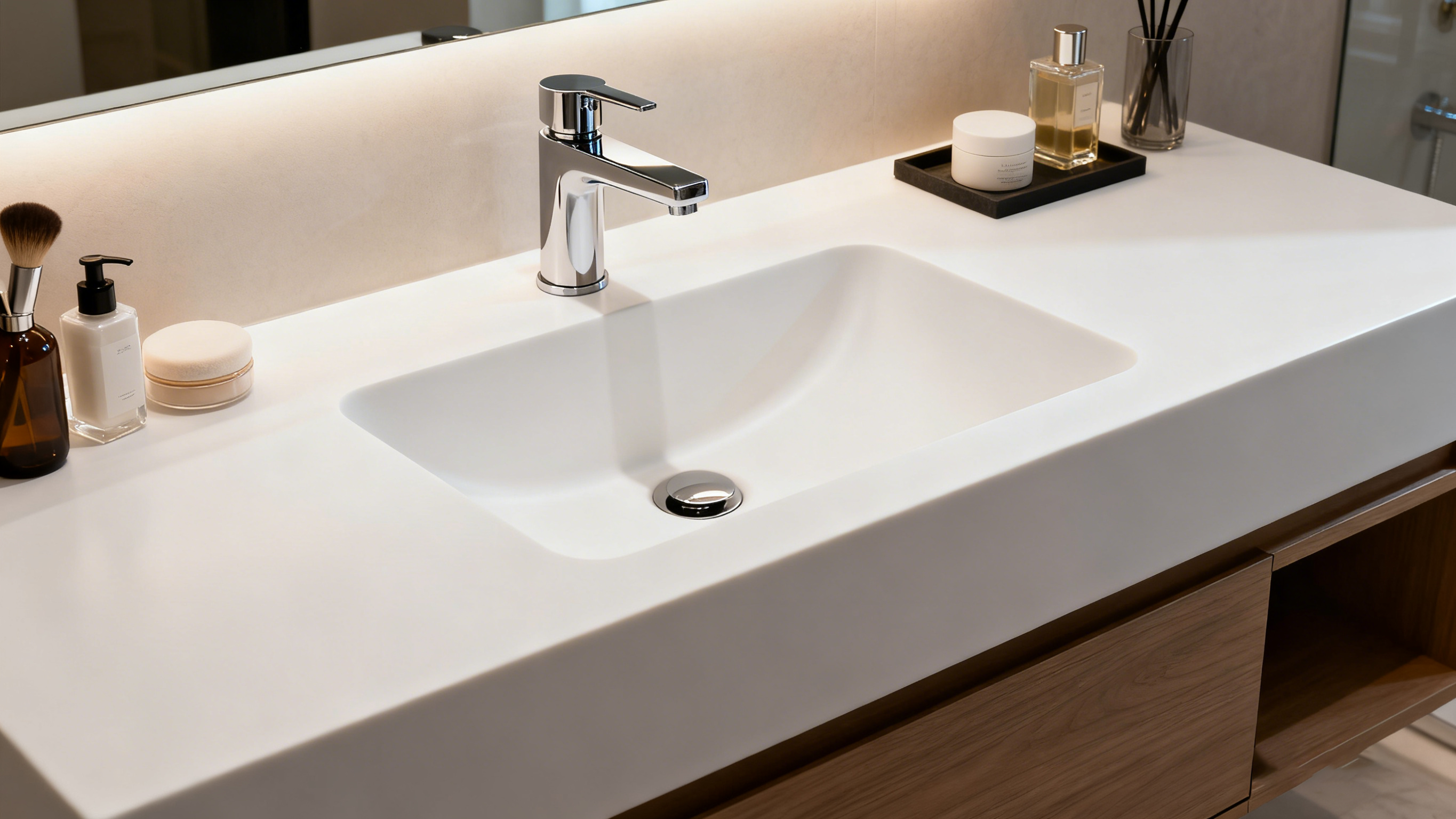 solid surface integrated bathroom sink