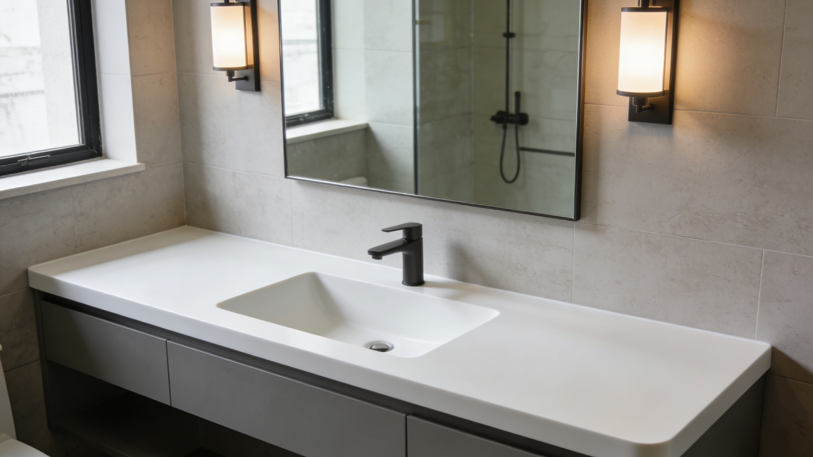 custom solid surface vanity tops with integral sink