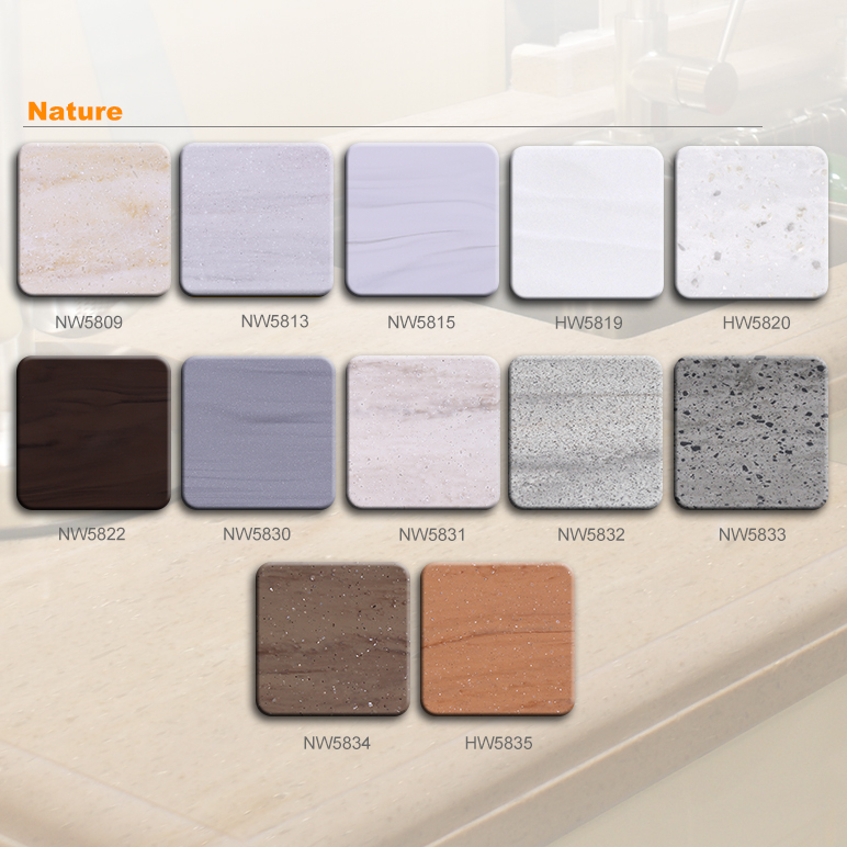 Acrylic Solid Surface Artificial Stone Type Sheets for Kitchen Countertops, Walls , Bathroom Vanities And More