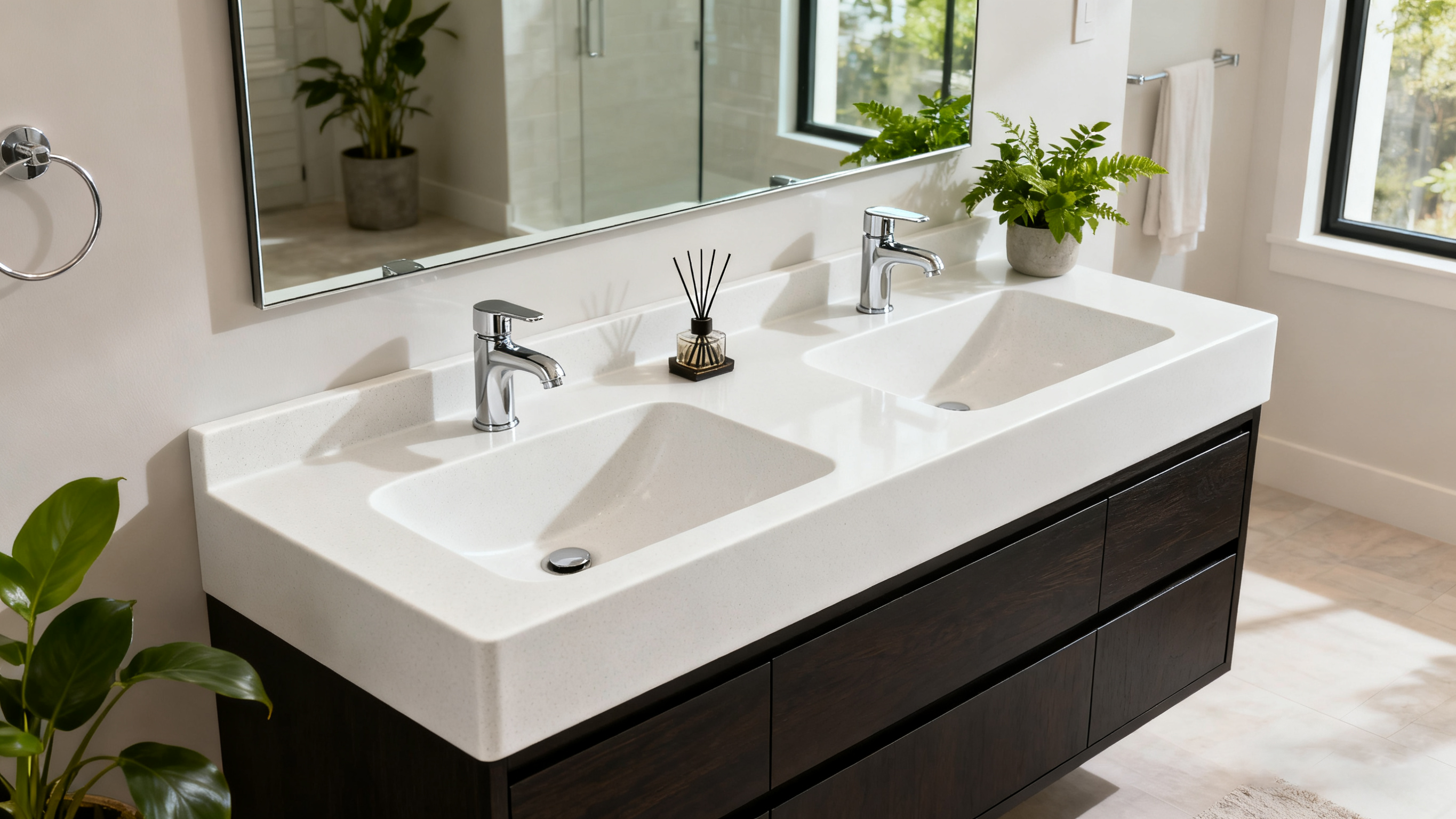 Solid Surface Bathroom Vanity Top with Sink