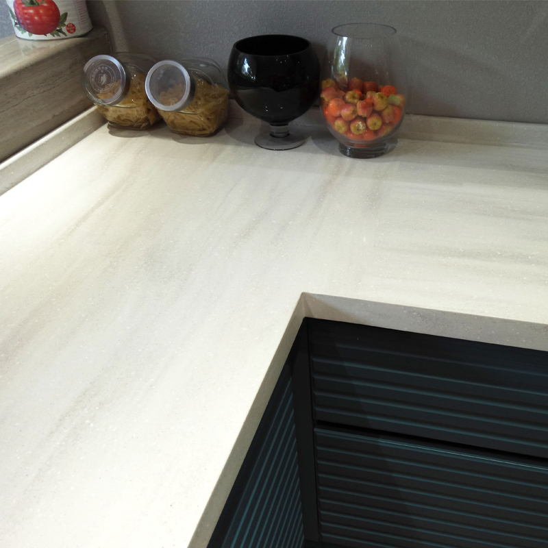 Modern New Kitchen Countertop Acrylic Solid Surface Kitchen Worktop With Grey Veins