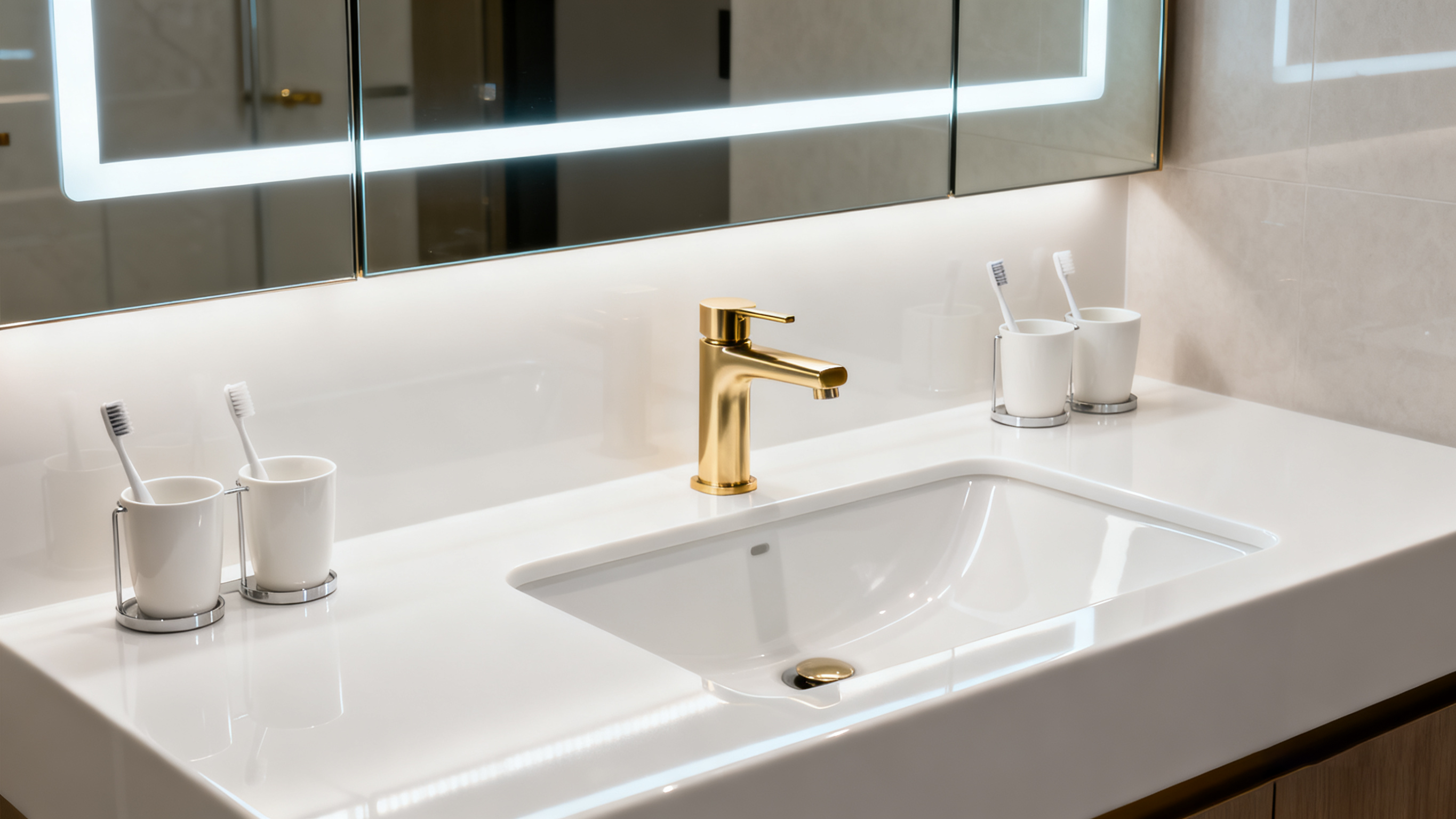 Solid Surface Integral Single Sink Bathroom Vanity Top